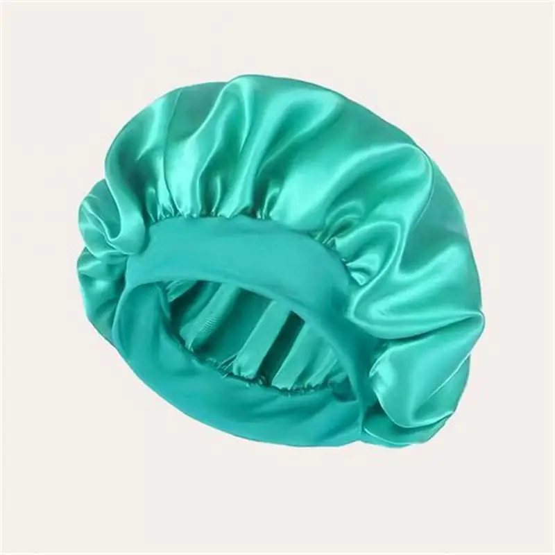 Women Night Sleep Hair Bonnet Silky Satin Double Layer Adjust Head Cover Hat Curly Springy Hair Styling Accessories