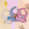TYRY.HU 5pcs Baby Silicone Meal Bowl Bib Fork Spoon Set Baby Feeding Tray Bowl Set Bisphenol A Free Gift for Baby Feeding set 5