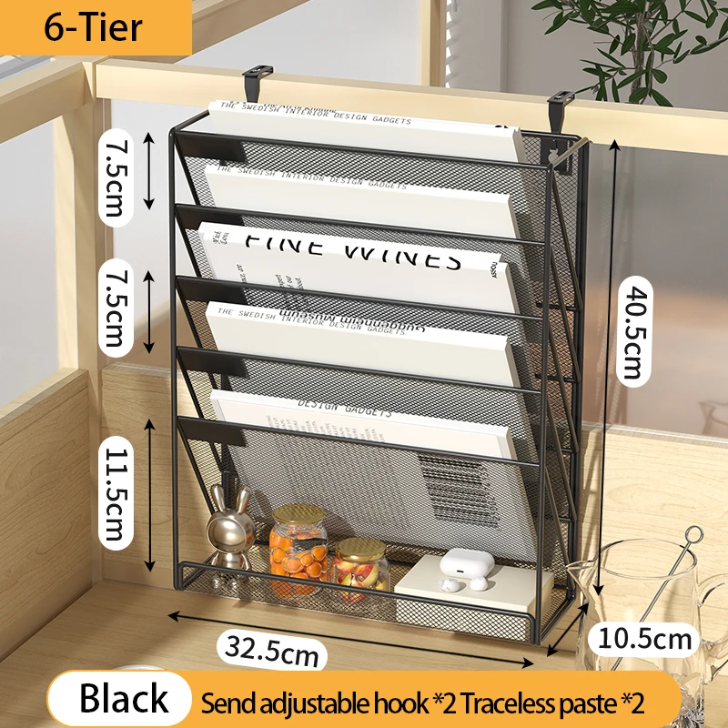 5-Tier Mesh Desk File Organizer and Wall-Mount Document Holder