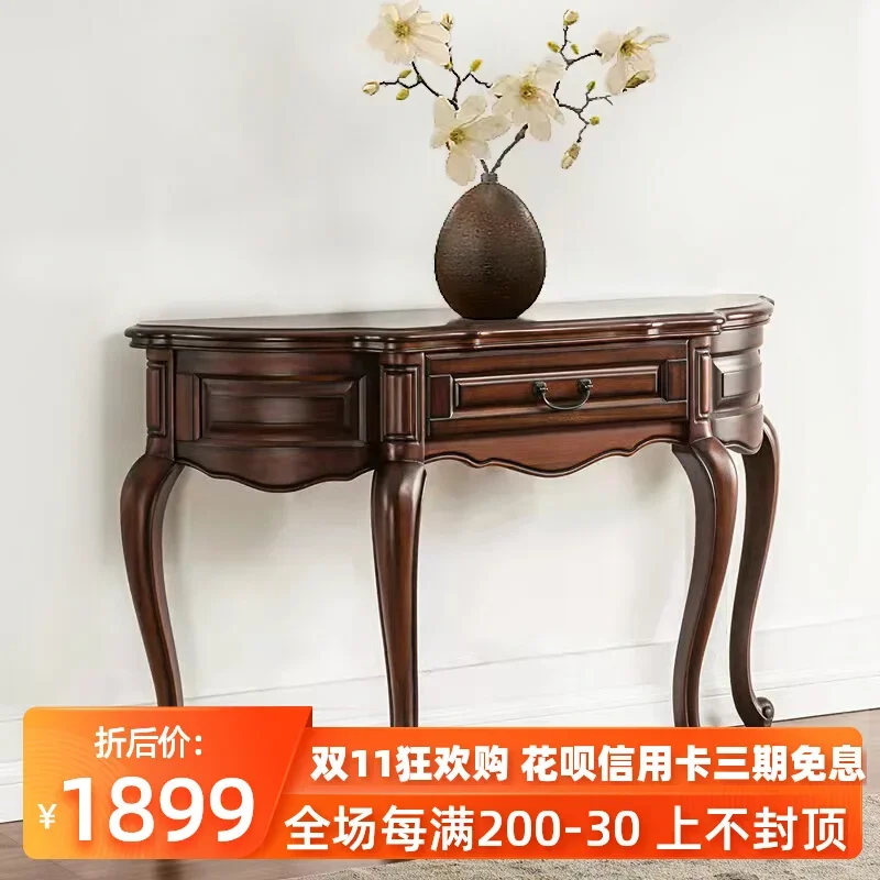 

American style solid wood porch table, semi circular porch table, European style sofa back, several hall porch cabinets, retro w