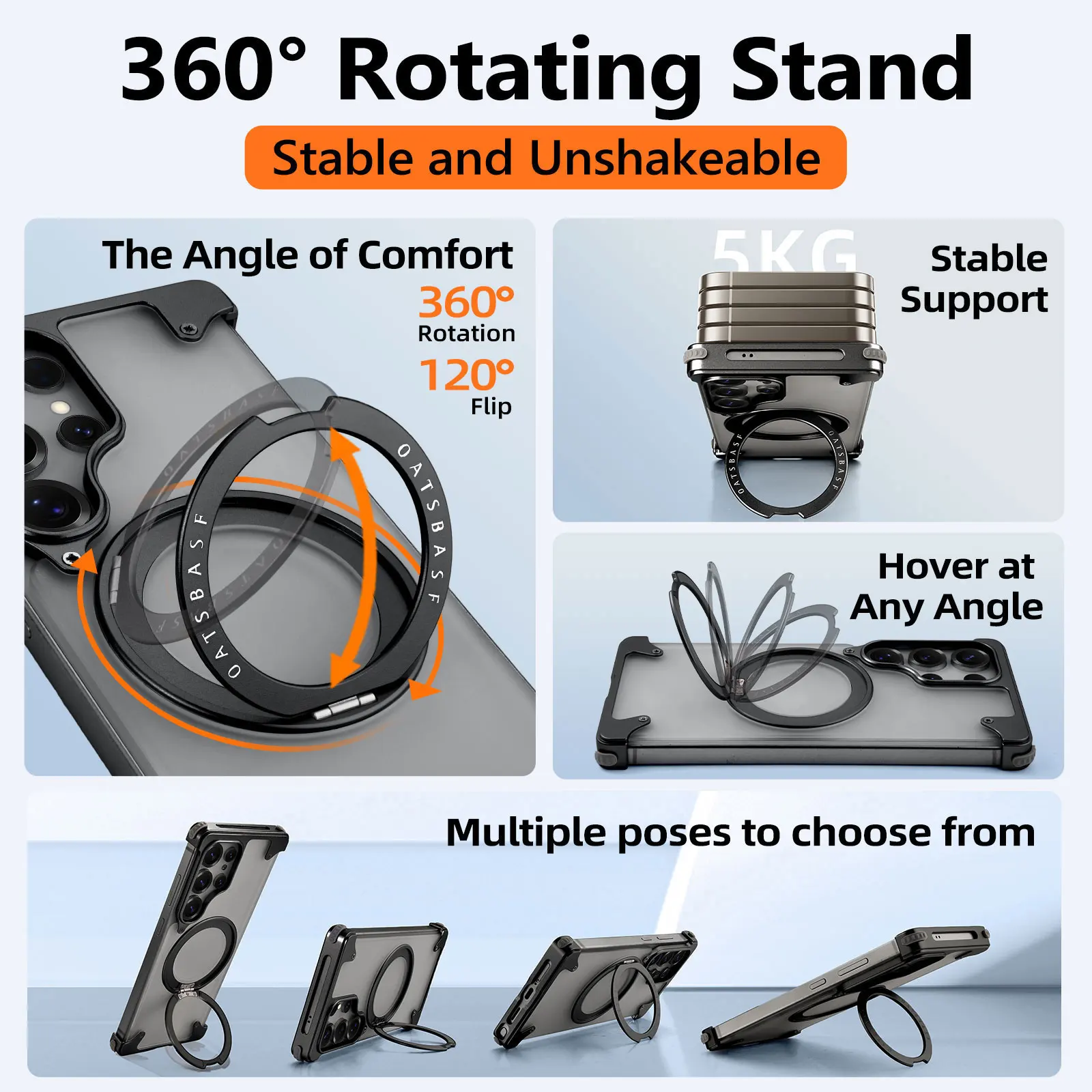 Eary Magnetic for Samsung Galaxy S25 Ultra Phone Case with 360° Rotate Stand MagSafe Military Grade Shockproof Protector Cover