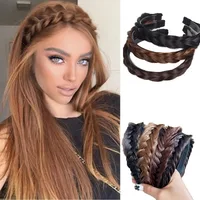 Perruque synthétique tressée torsadée pour femmes, bandes de cheveux, tresses à la mode, accessoires pour cheveux, bandeau naturel bohème, extensible pour fête 1