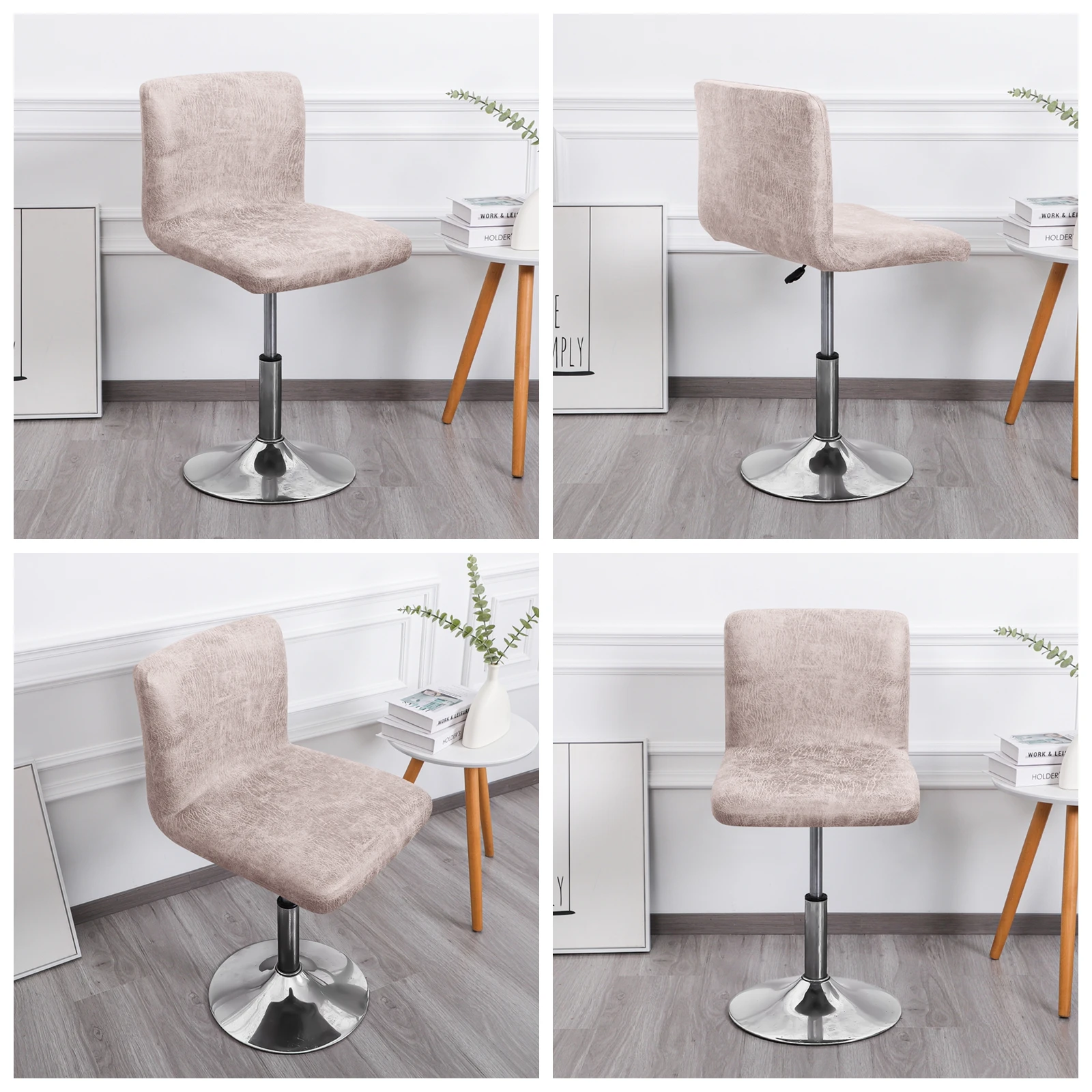 Bar Chair Cover Short Back Bar Stool Seat Covers Slipcovers Hotel Banquet Stretch Thick New Fabric Small Size Chair Case 3