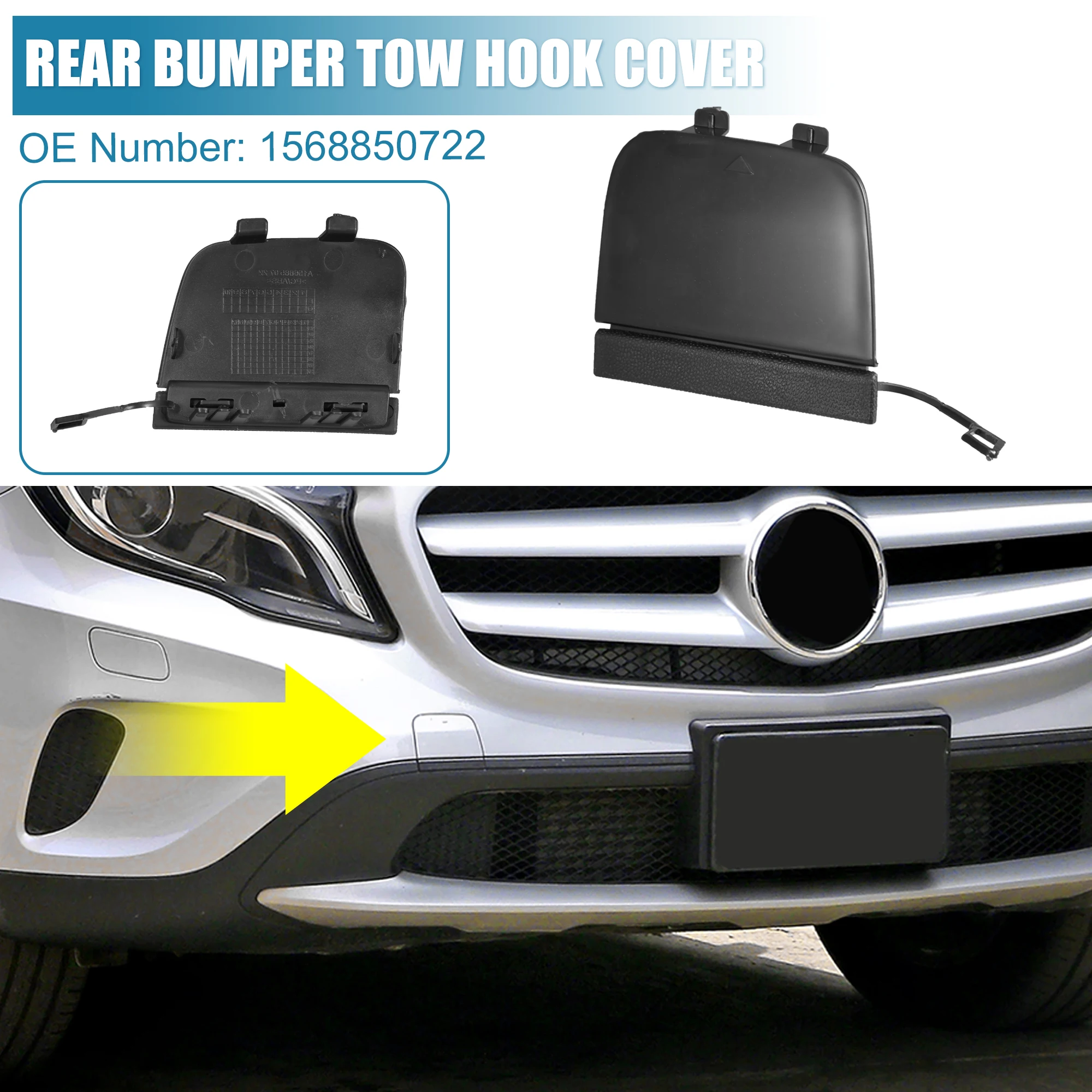 X Autohaux Front Bumper Tow Hook Cover 1568850722 for Mercedes