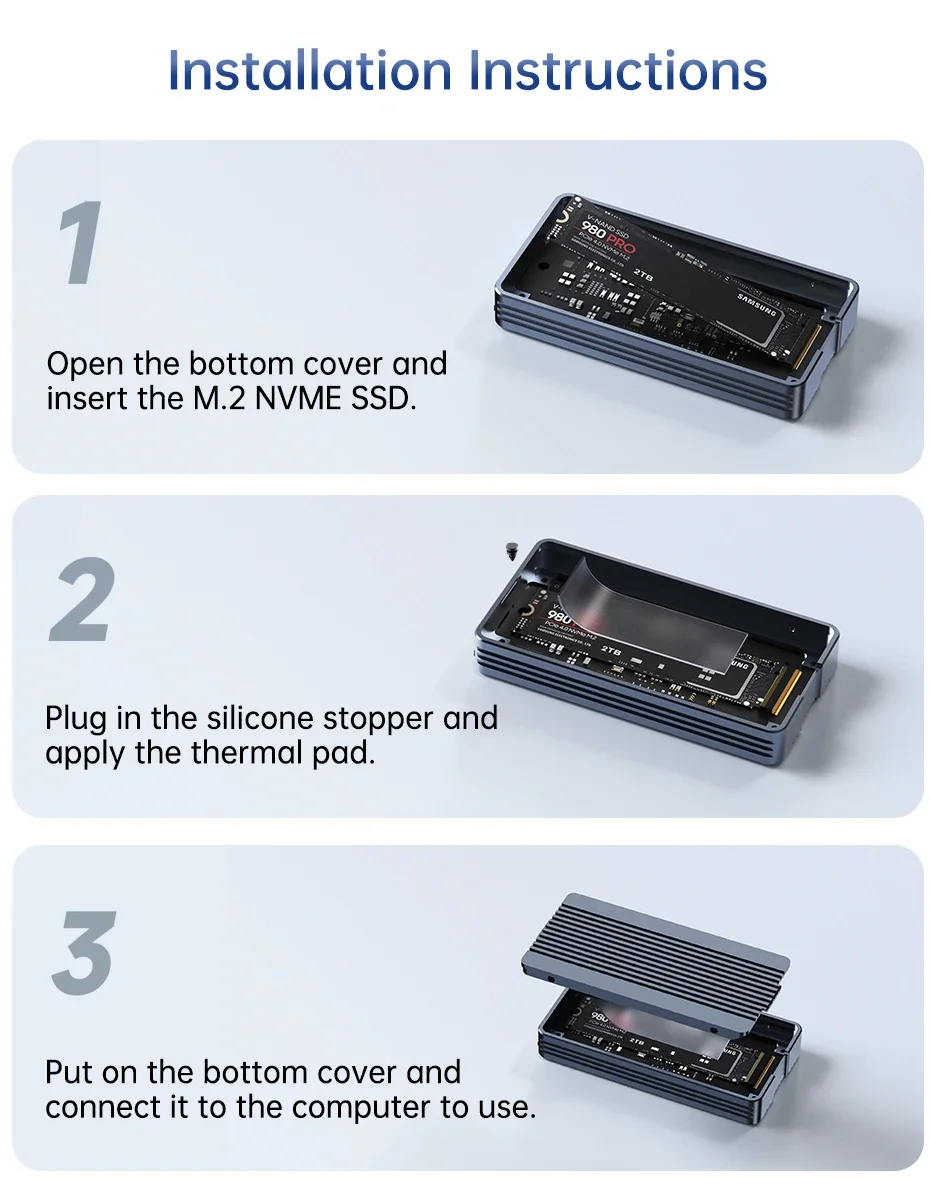 Acasis 40Gbps USB 4.0 NVME M.2 SSD Case Compatible Aluminum M2 