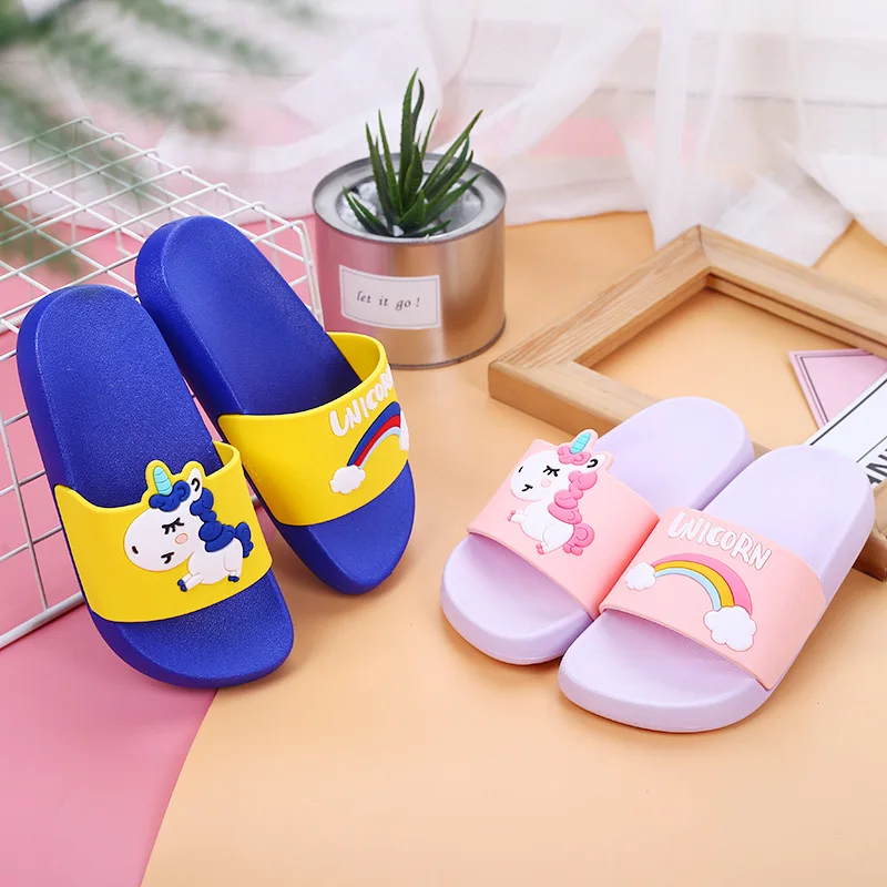 Summer Children's Non-Slip Slippers Cute Cartoon Unicorn Soft Slippers Breathable Home Beach Kids Slippers Shoes for boys girls