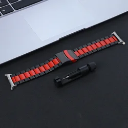 Luxury Stainless Steel Bracelet - Premium Business Edition for Galaxy Watch Ultra (S - Black Red)