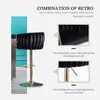 Velvet Swivel Bar Stools Set of 4, Adjustable Counter Height Bar Chairs with Woven Back & Footrest, Luxury Gold Bar Stools 4