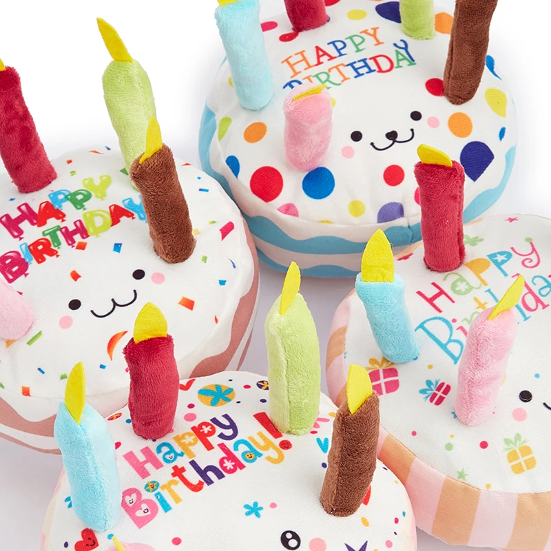 Birthday Cake Pet Dog Soundmaking Interest Toys Bite Resistant Molar To Pass The Time Plush Gnaw Toys Birthday Gift 4