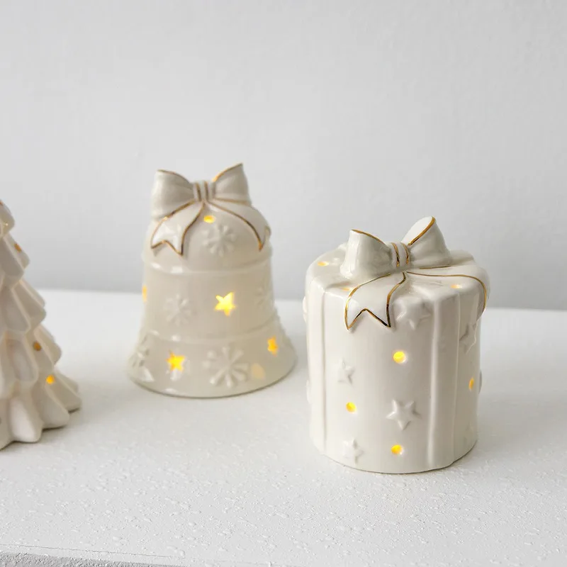 Cross border Christmas Decoration Gift Ceramic Christmas ball bell Cedar gift pack Tabletop decoration scene layout