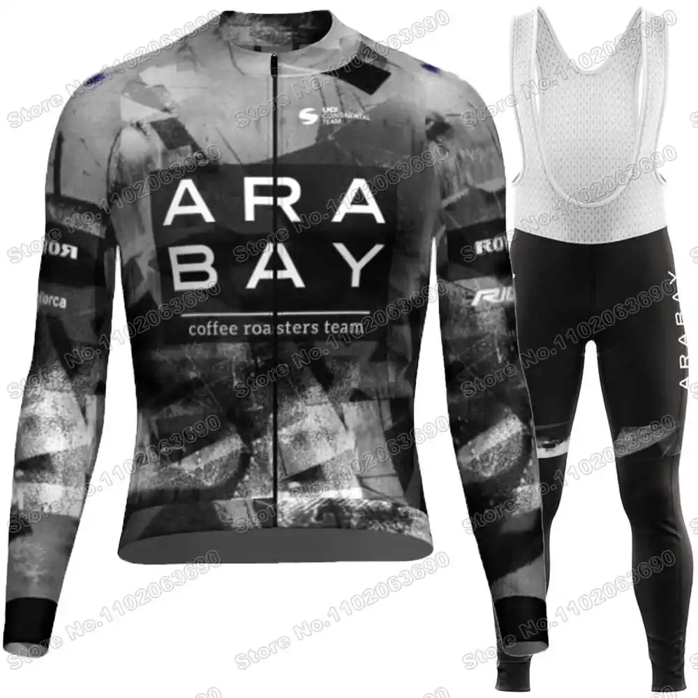 Team Illes Balears Arabay Cycling Jersey Set Autumn Winter Cycling Clothing Men Road Bike Jacket Suit Bicycle Bib Tights