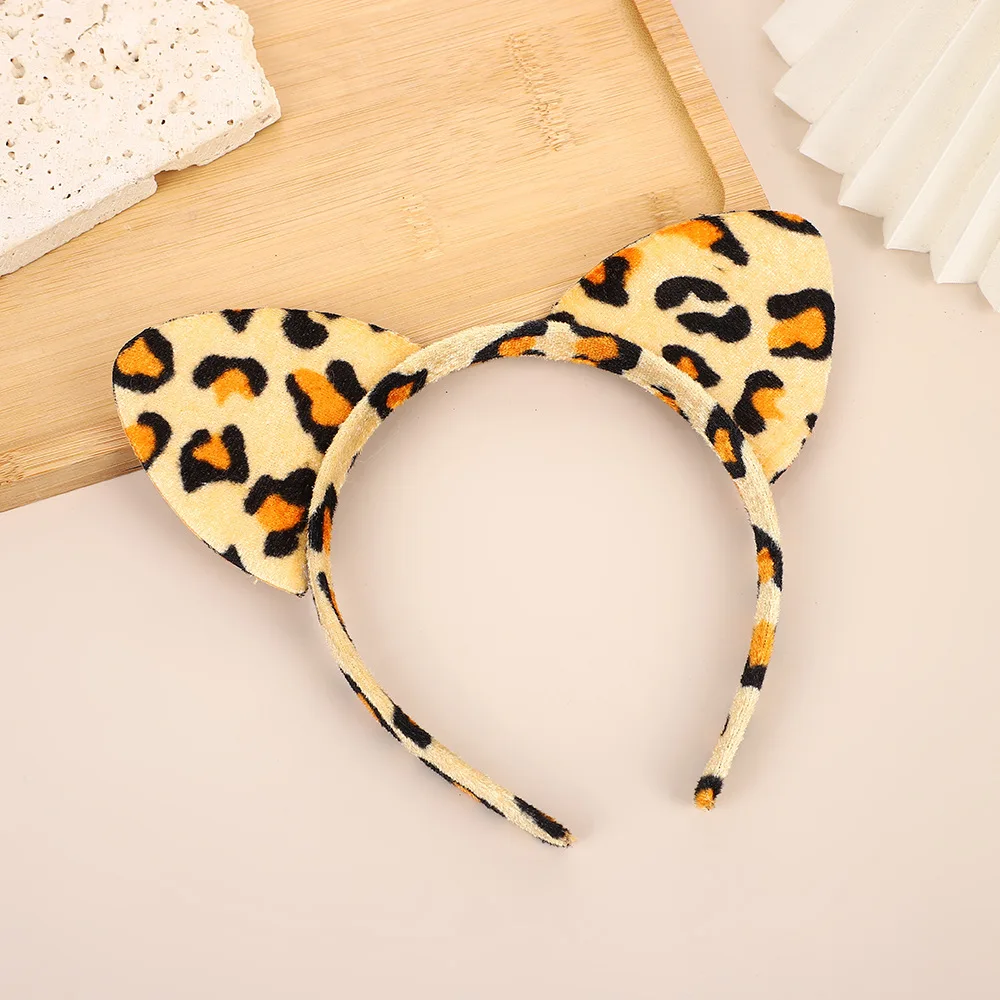 1pc Cat Ear Headband Leopard Print Animal Ears Hair Hoops Halloween Girls Women Party Festival Hair Clip Fashion Hairpin