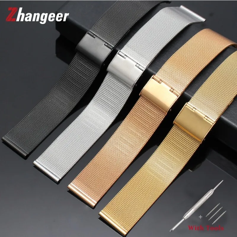 Stainless Steel Milanese Watch Strap with Tool - Universal Waterproof Watch Bracelet Accessory