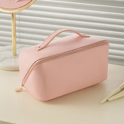 Customized Waterproof Cosmetic Bag, Portable PU Makeup Pouch with Name, Ideal Bridesmaid Gift - Black Text (Pink)