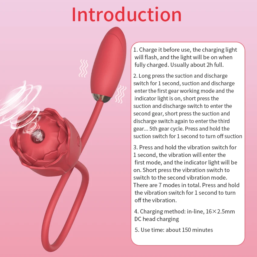 Rosen-doppel-vibrator Mit Saugfunktion Für Klitoris Und G-punkt_voghion.com