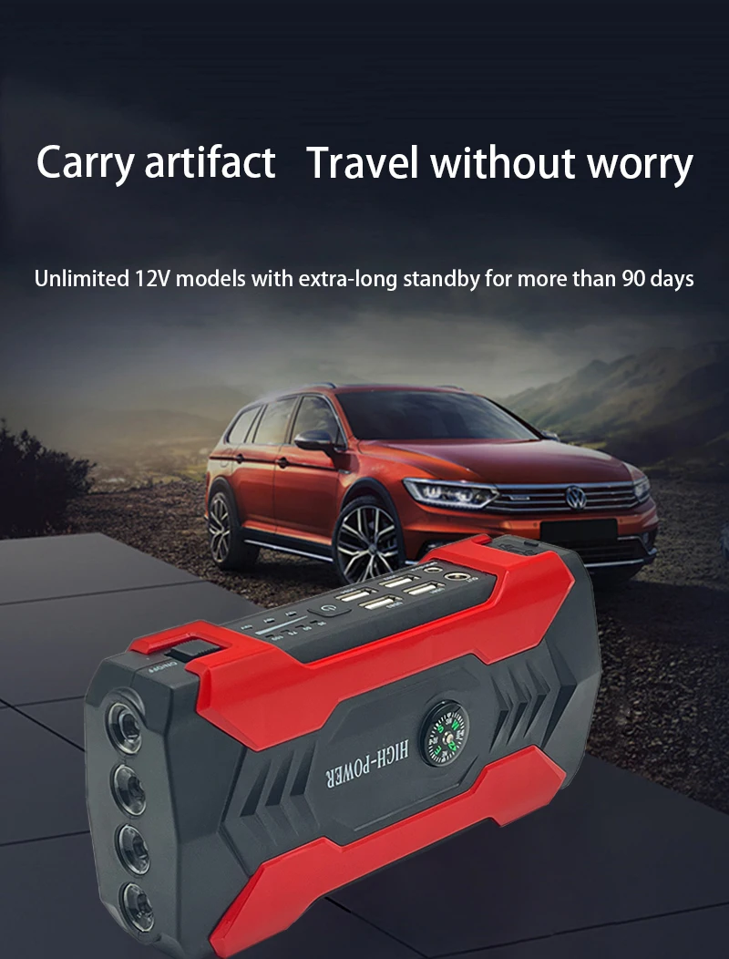 

Super-Capacity Portable Car Starter Battery Charger 12V Car Emergency Starter Car Emergency Booster Starter Power Supply.