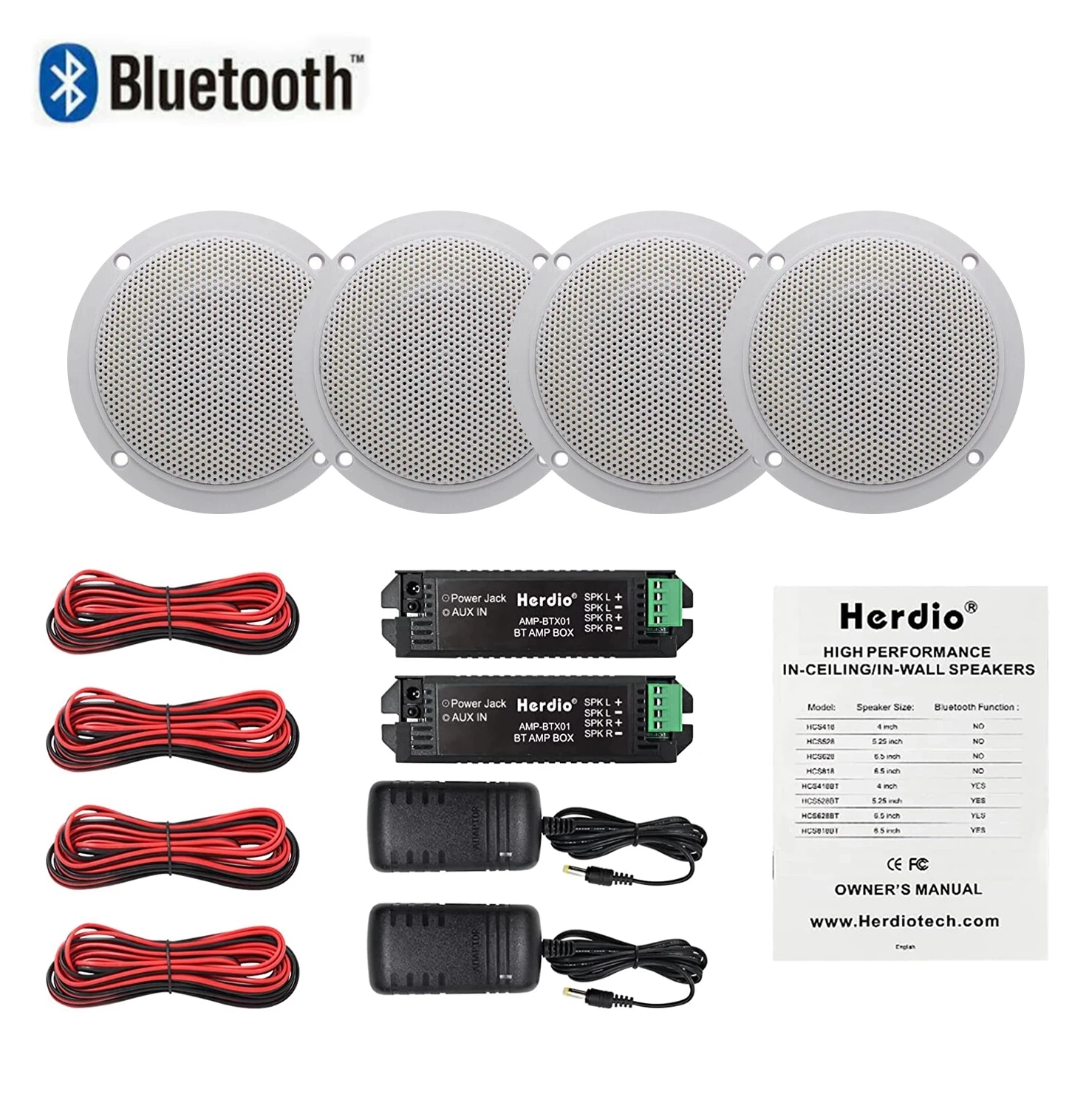 4'' 160W Marine Waterproof Bluetooth Speakers for ATV UTV Golf Motorcycle Boat SPA UV-Proof Outdoor Indoor Music Speaker