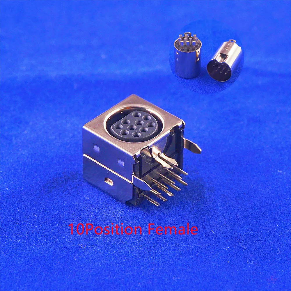 10pcs 원형 콘센트 커넥터 미니 Din 3 4 5 6 7 8 9 10 핀 암 Din 소켓 MD-SM 쉴드 직각 스루 홀 PCB