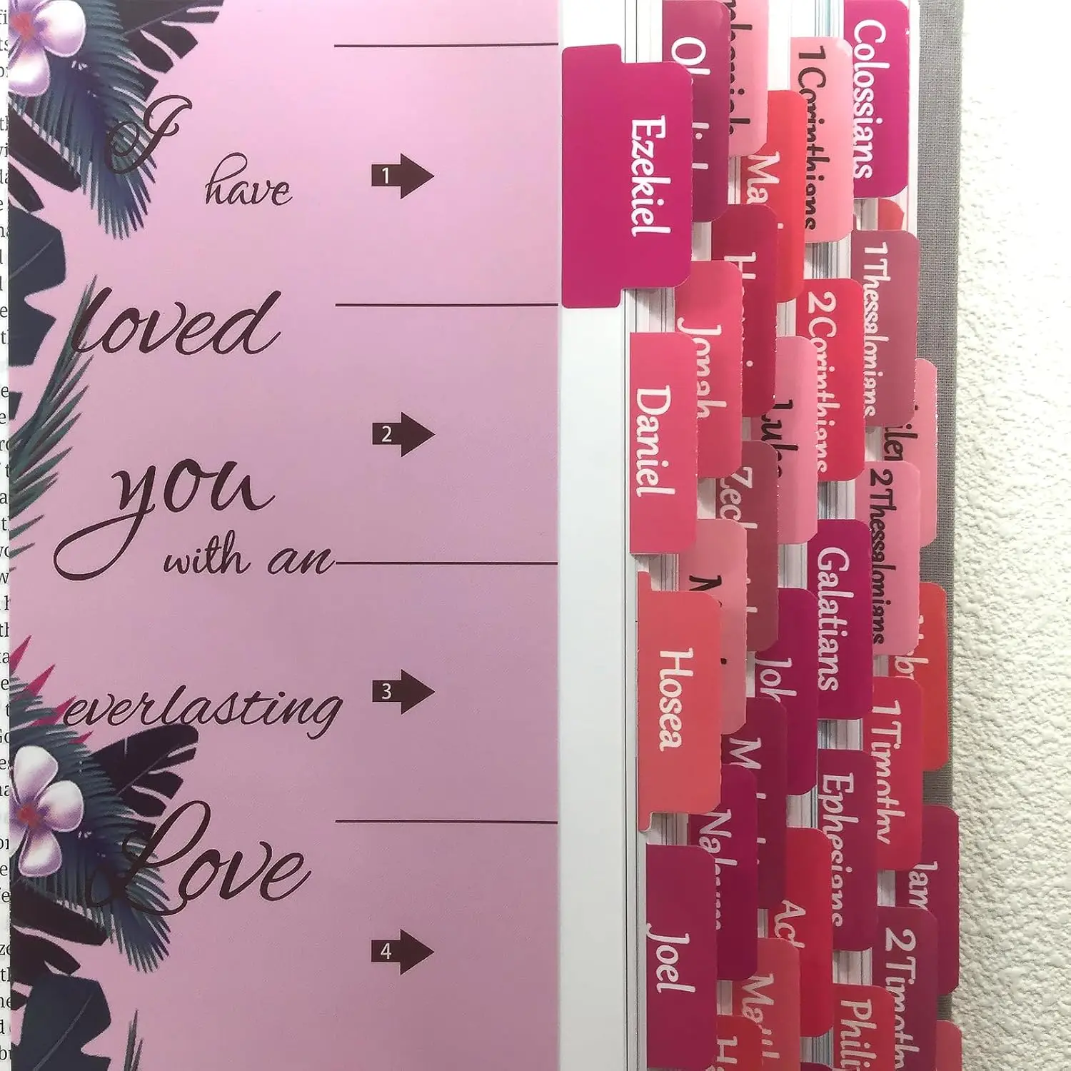 Rose Pink Bible Tabs Large Print Laminated Bible Tabs for Women and Girls Easy to Read Bible Book Tabs for Study Bible Index Tab 6