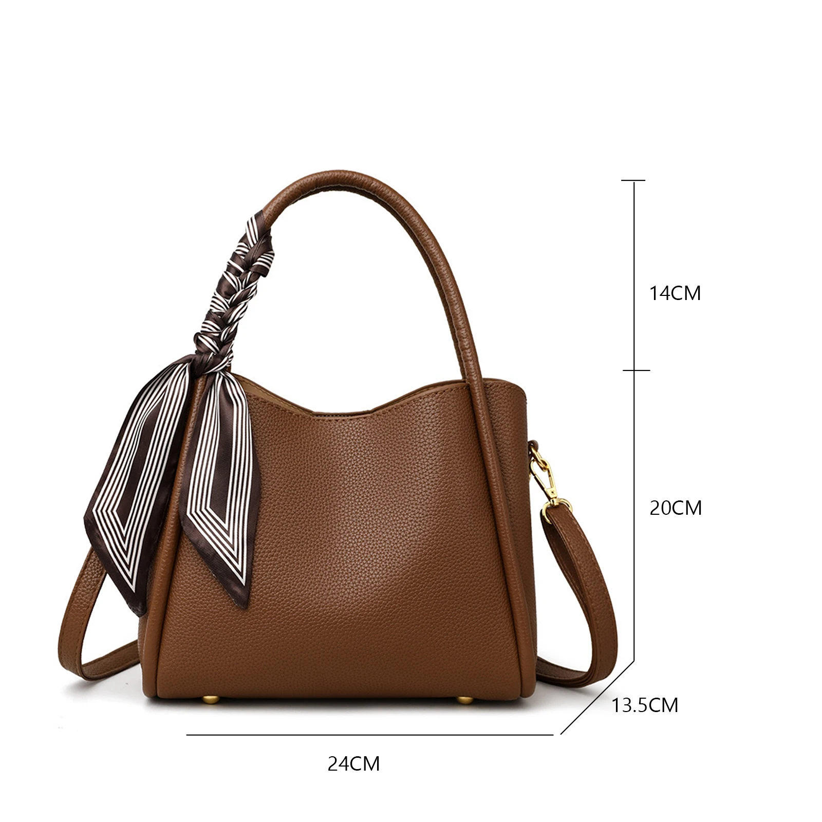 PU Ribbon Bucket Shoulder Bags Solid Color Purse Handbag Large Capacity Shoulder Bag for Woman Gifts