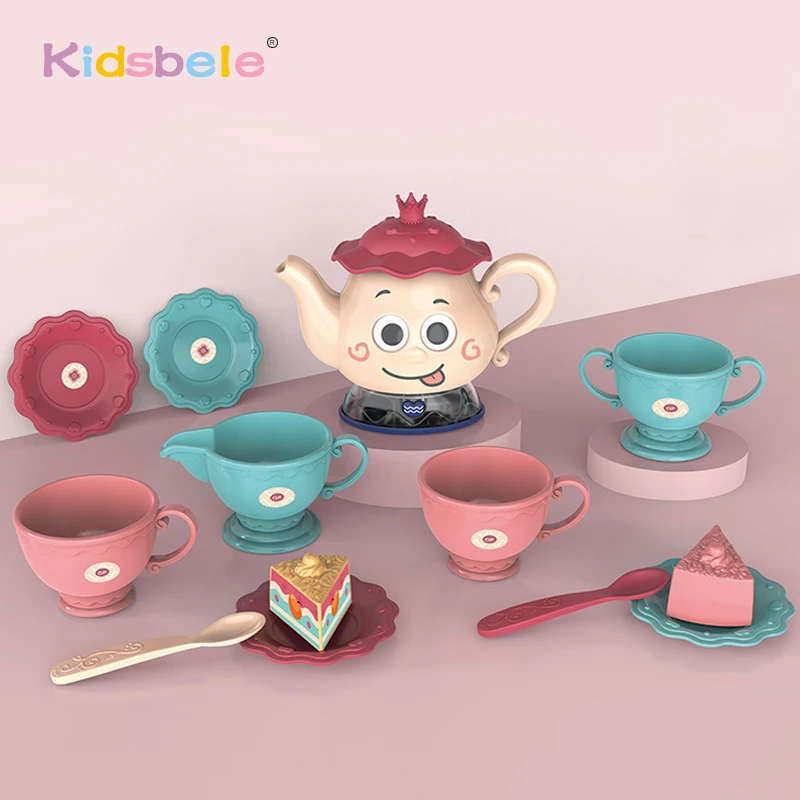 

Kids Simulation Tea Set Pretend Play Kitchen Toys Tinplate Afternoon Tea Toys Teapot Teacup Food Pretend Play Toys For Girls