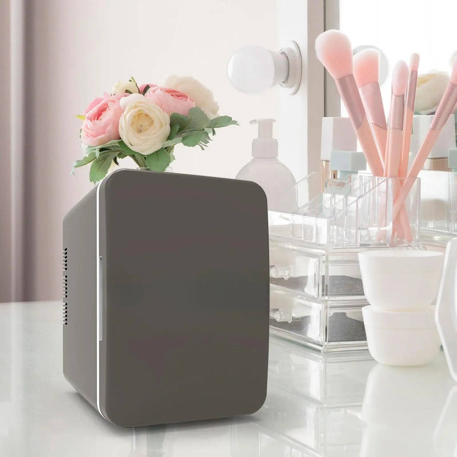 Mini Fridge Single Door Multiuse Beverage Refrigerator for Desk Vehicle Dorm 4
