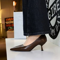 Fashionable High Heels In Spring And Autumn Pointed Toe Shallow Mouth Kitten Heel Temperament Single Shoes Comfortable Versatile - Image 4