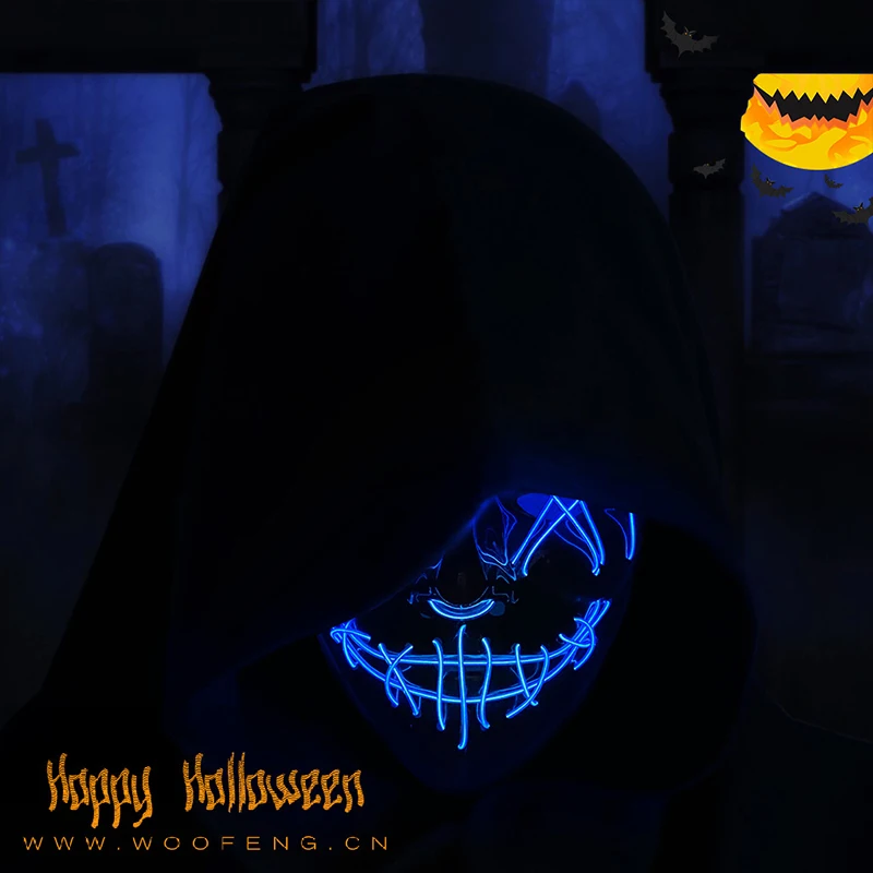 Led Light Emitting Masks Holiday Spooky Dress Up Props Halloween Play Role Masks Masquerade led light mask