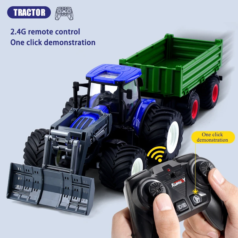 1/24 RC Tractor Trailer Truck 2.4G Electric Agricultural Engineering Vehicle Harvester Farm Equipment Kids Toys Gifts 3