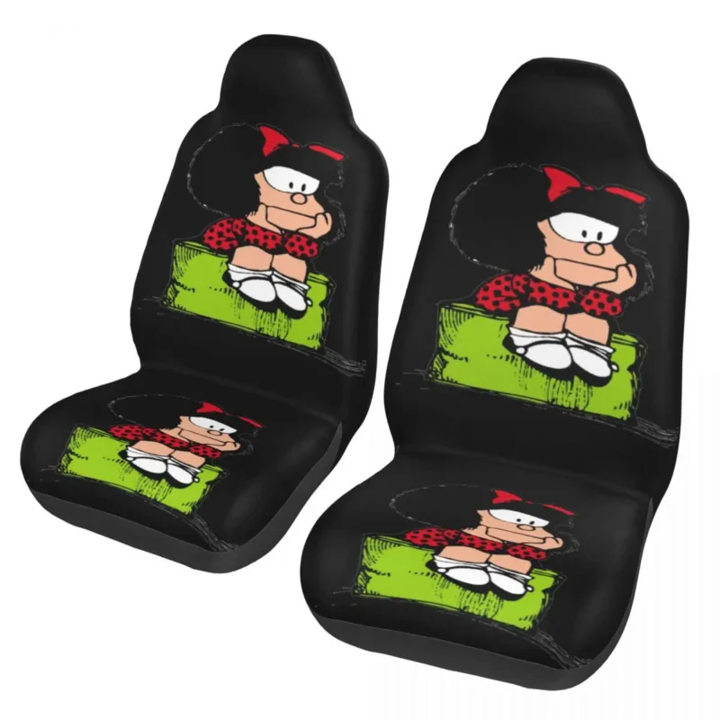 

Mafalda Thinking Front Auto Seat Cover for Women Print Quino Comic Cartoon Car Seat Covers Universal Fit for SUV Sedan Van 2 PC