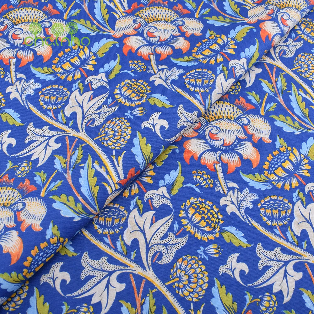Chainho,Printed Plain Weave Cotton Fabric,Handmade DIY Quilting Sewing Material,Patchwork Cloth,Blue Series,20x25cm,15CD78