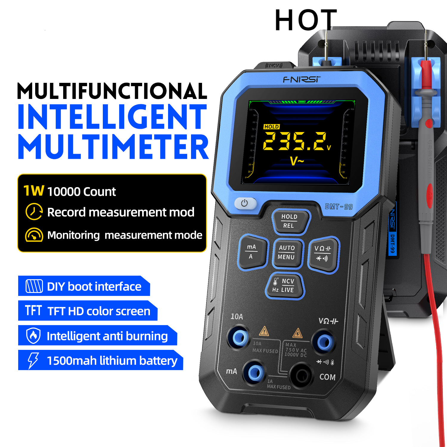 FNIRSI DMT-99 Multimeter Digital High Precision Intelligent Anti-Burning Multi-function Fully Automatic Digital Display
