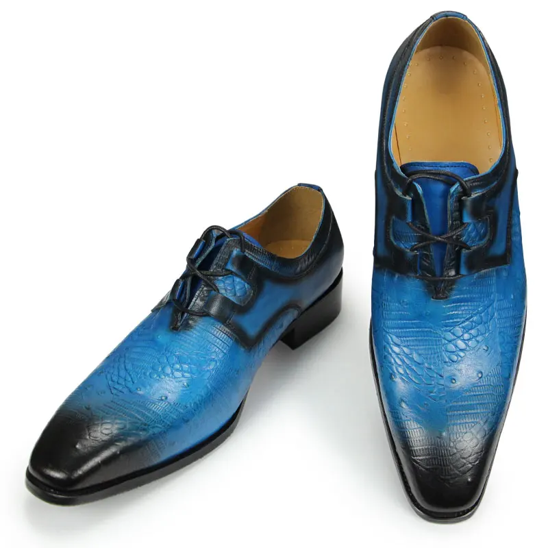 Men's Dress Shoes Classic Formal Derby Shoes Lace Up sapato social masculino Blue Casual Office Dance Working And Daily Wear new