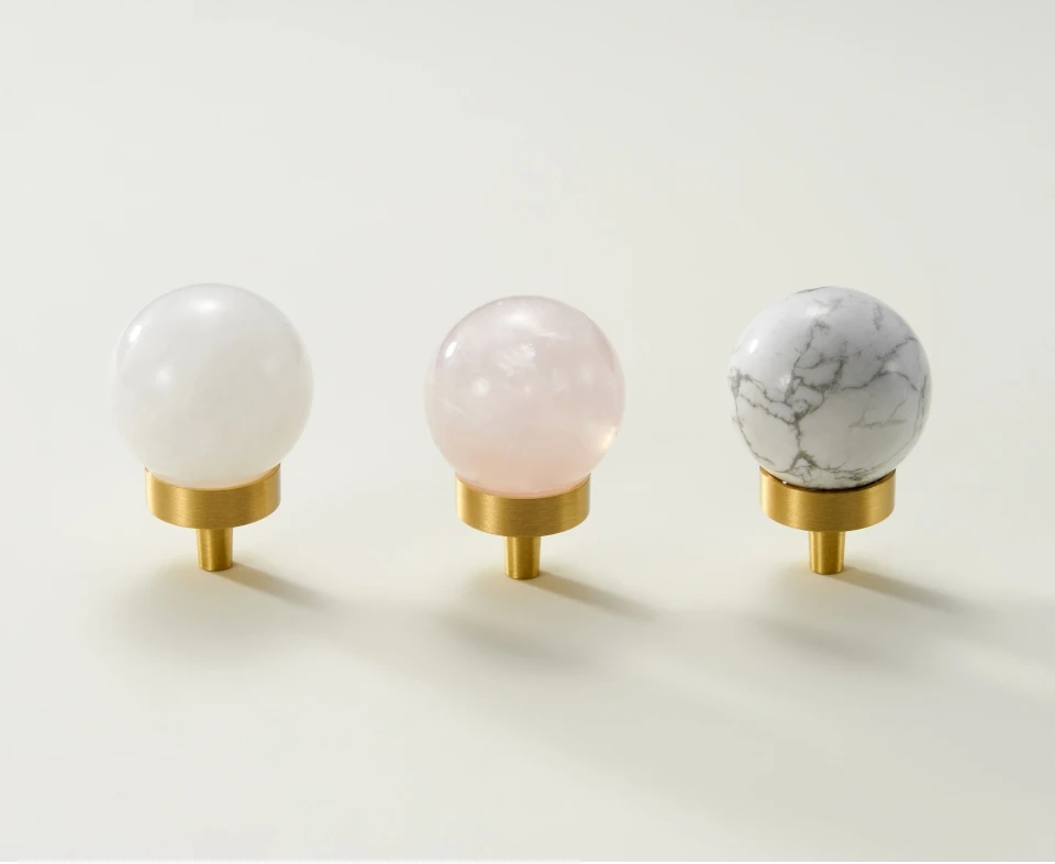 Nurlin-bronze mármore cristal bola alças, pedra natural