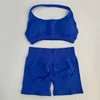 Impact Shorts Set 2 Pieces Seamless Yoga Set Workout Tracksuit Halter Yoga Top And Sports Short Suits Sportswear Fitness Gym Set 4