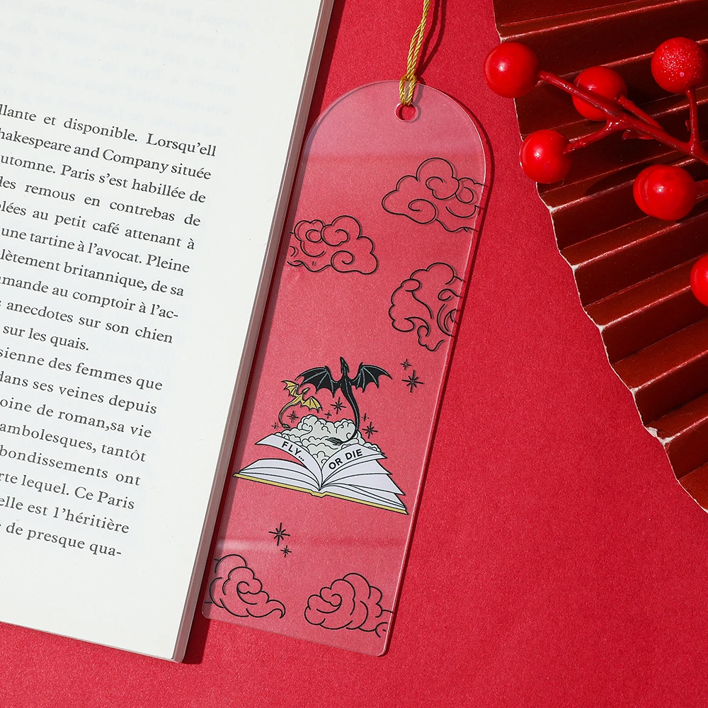 1PC Acotar Fourth Wing Series Acrylic Bookmark Dragon Series Book Tassel Accessory Perfect Gift for Book Lovers Fiction Fans bookmarks stationery supplies acrylic bookmark