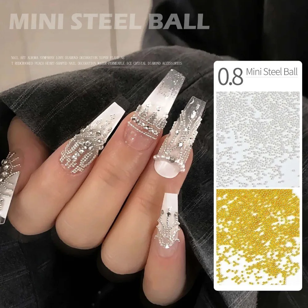 

50g Nail Decorations Gold Silver Nail Art Mini Steel Ball Metal Beads Small Micro Caviar Nails Beads Charms Manicure Accessories