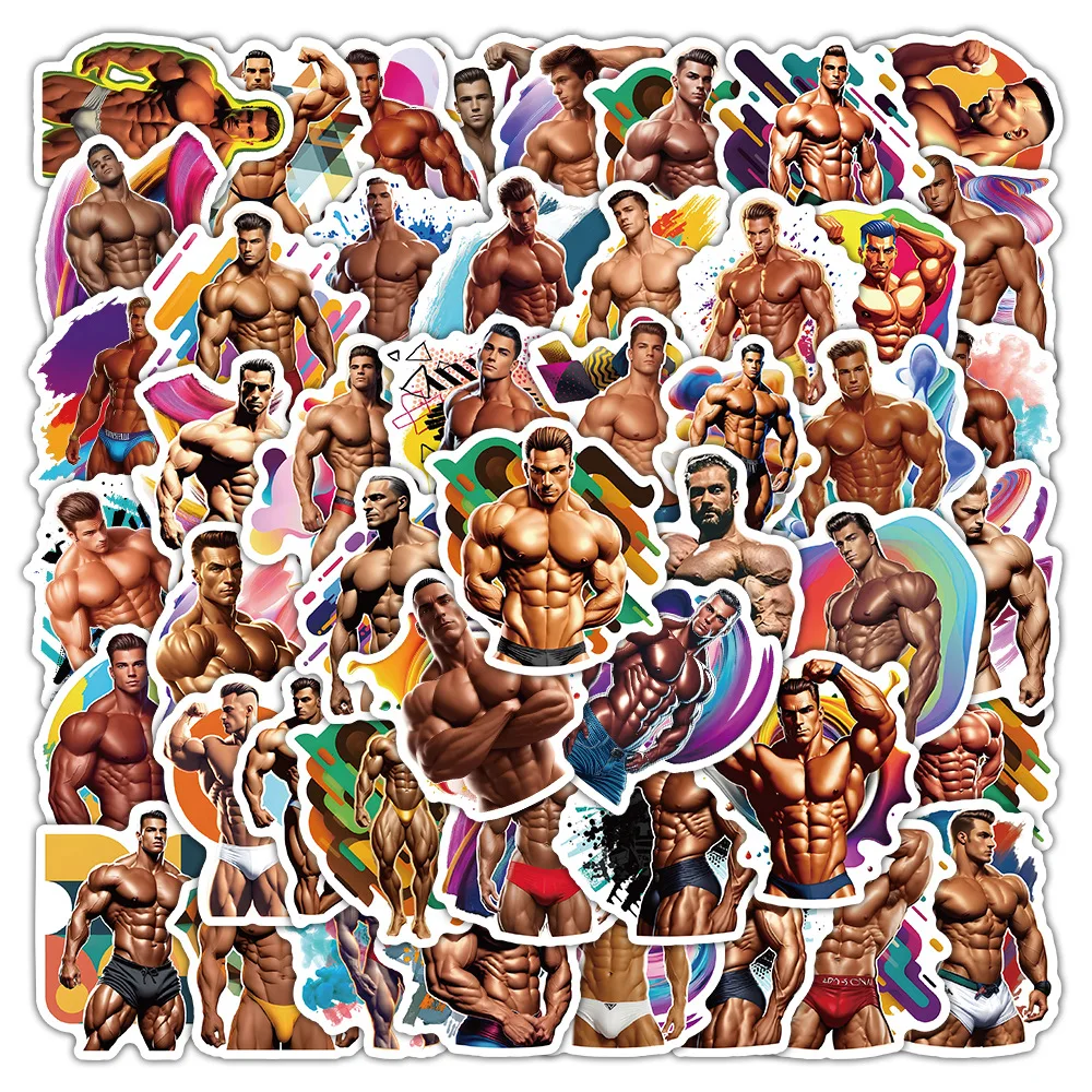 10/30/50PCS Cool Fitness Stickers Muscular Man Cartoon Graffiti DIY ...