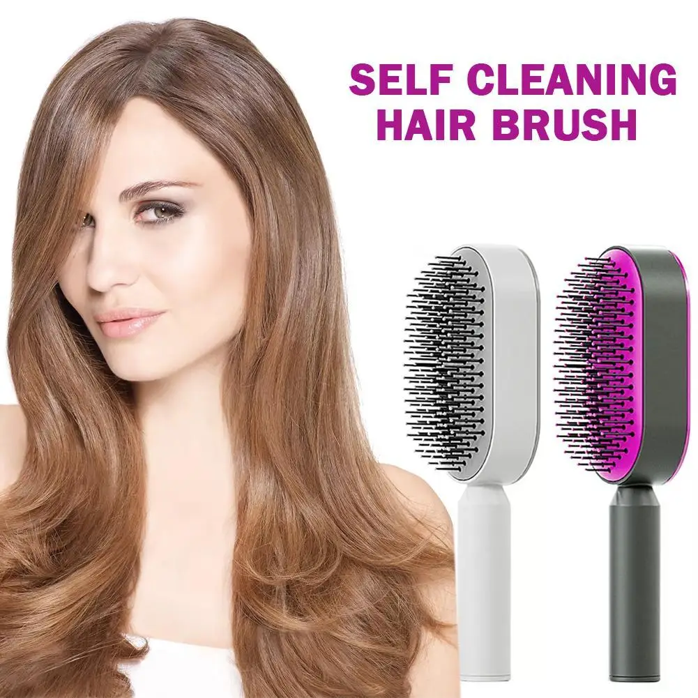 One-Key Quick Self Cleaning Hair Brush Women Massage Comb Hair Brush Air Cushion Detangling Scalp Massage Comb Styling Tools