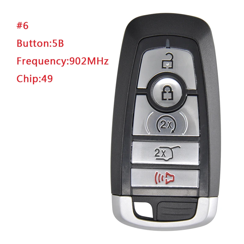 

#6 902 МГц Aftermarket для Ford Smart Car Key Remote 4 + 1 SUV Button ID49 Chip с логотипом Uncut Blade