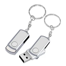 New USB 2.0  Metal Key Chain USB Flash Drive 32GB 64GB 128GB Pen Drive 8GB 16GB Pendrive Roation Design USB Memory Stick