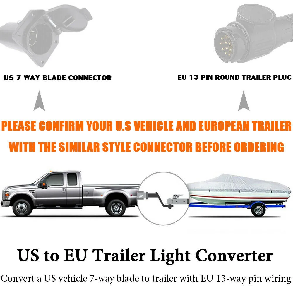 Car Converter US 7-Way Plug To EU 13-Pin US 7 Way to EU 7 4 to EU7 Round Connector Trailer Light Accessories