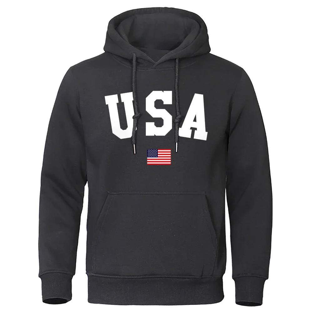 

Capital Usa And Flag Of The United States Men Sweatshirt Japan Anime Clothes Autumn Loose Hoodies Fashion Pocket Warm Pullovers