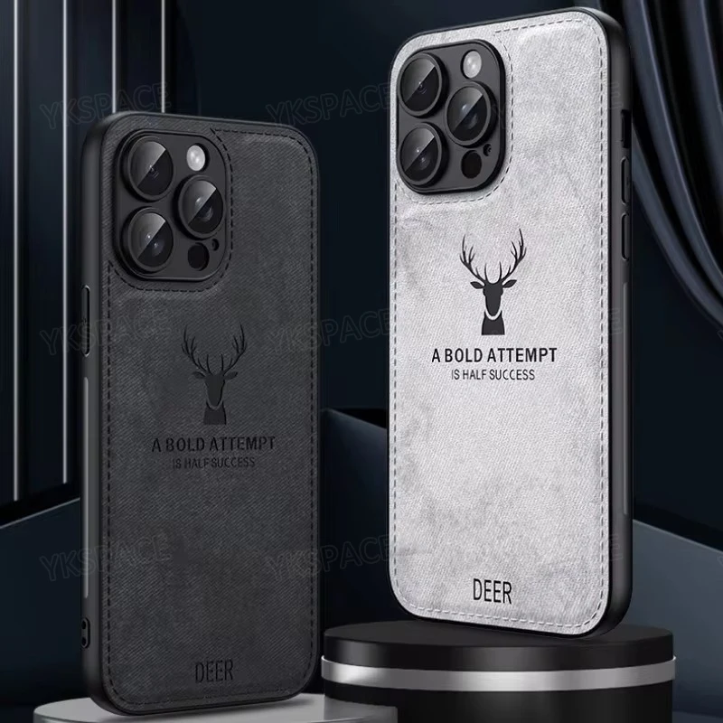 Deer Cloth Leather Shockproof Full Protection Phone Case
