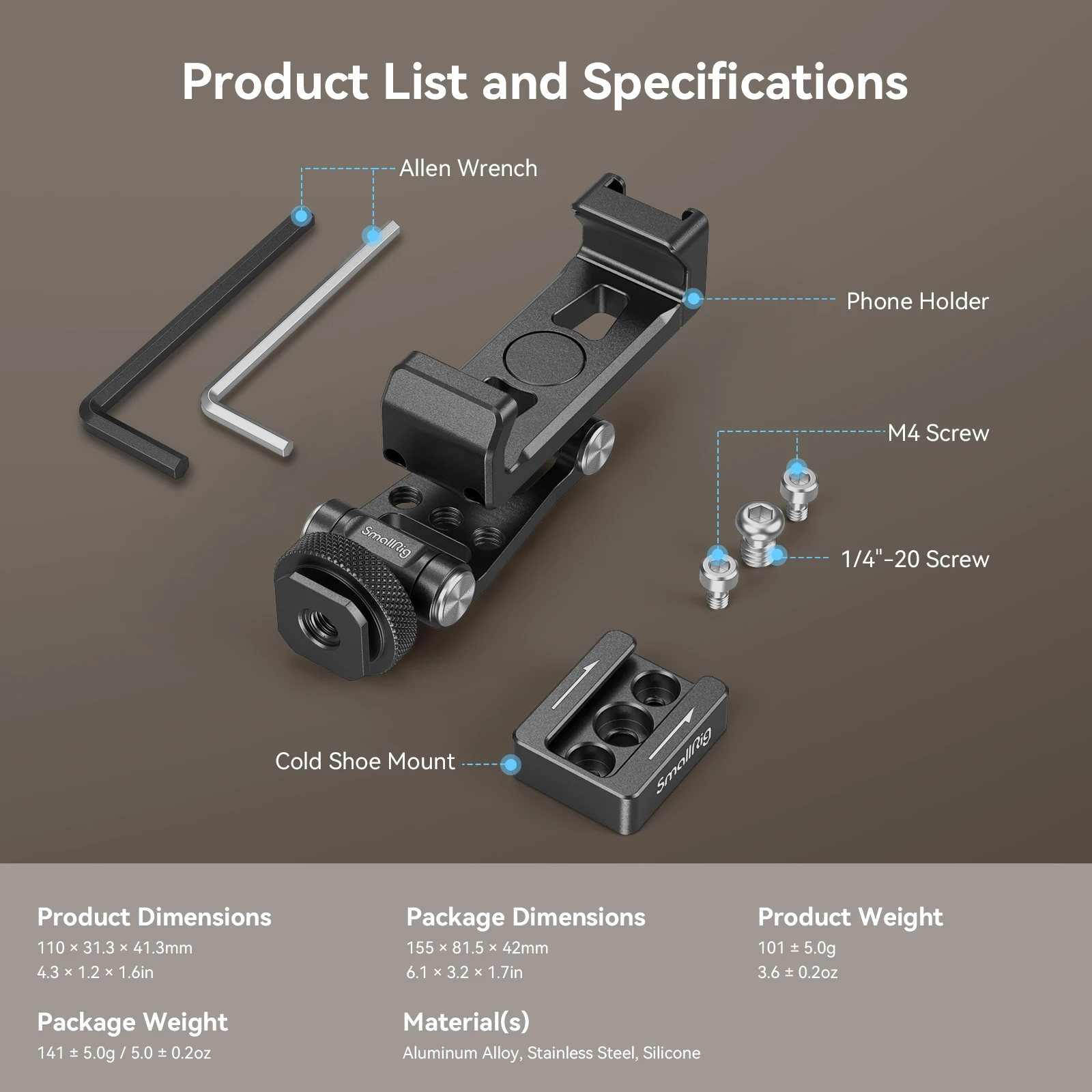 Phone Support for DJI Stabilizers, Adjustment Phone Mount Adapter for DJI RS3/RS
