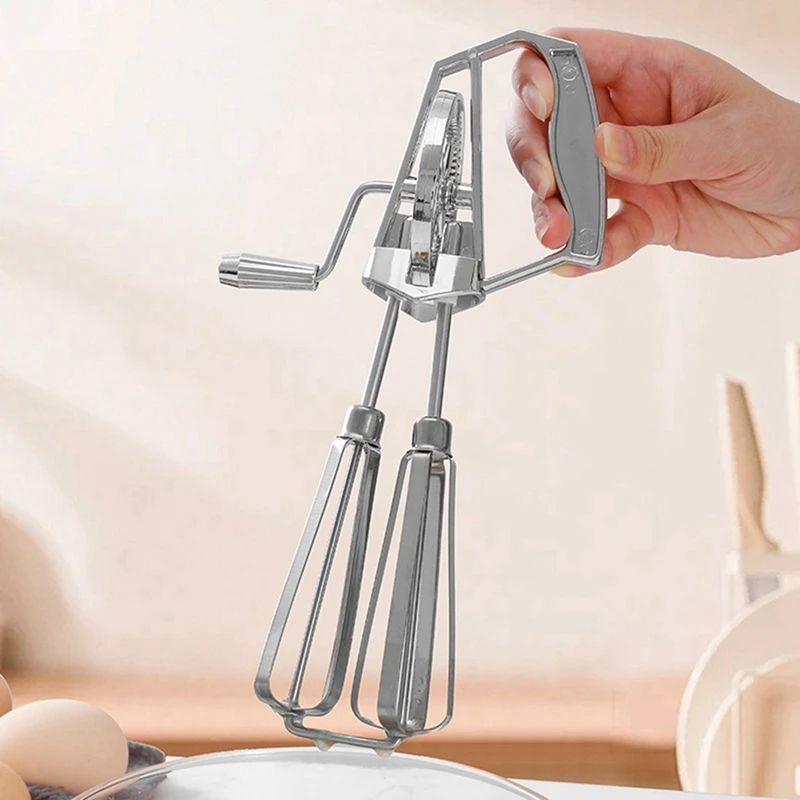 Manual Egg Beater Hand Crank Stainless Steel Whisk Ergonomic ABS Handle Compact Design for Easy Mixing, egg beater