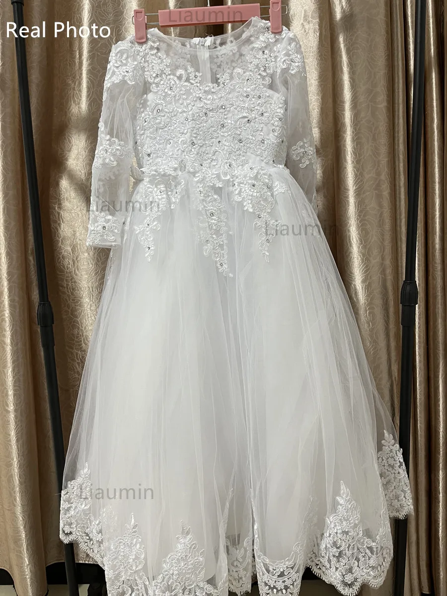 White Flower Girl Dresses for Weddings Tulle Princess Lace Half Sleeve Holy First Communion Gowns Party Pageant Clothes For Kids flower girl dresses,girls dresses