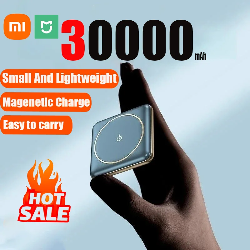 Power Bank Xiaomi 30000mAh Mini Magnetic Wireless Fast Charging Thin External Battery For iPhone Huawei Samsung Xiaomi