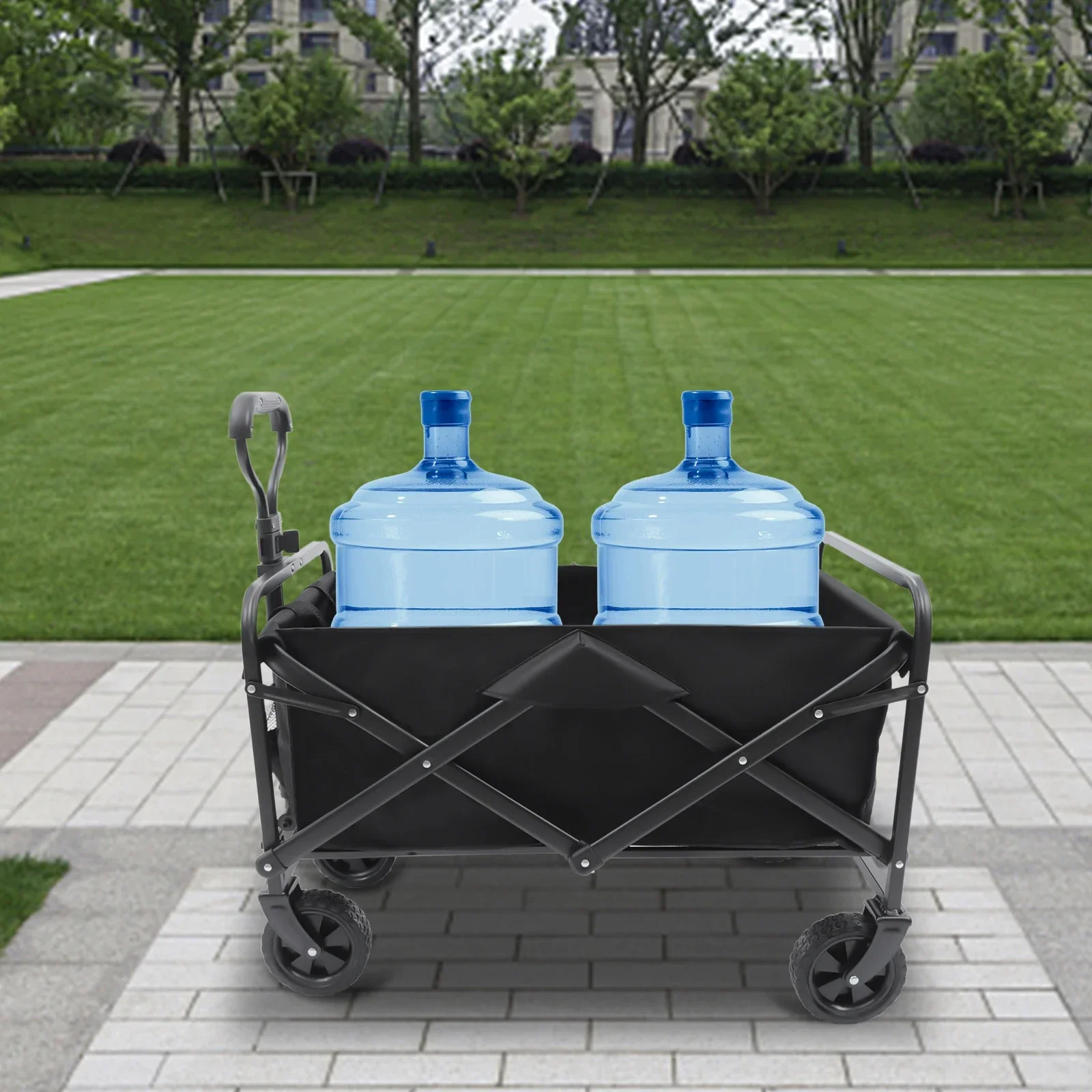 176LBS Heavy Duty Camping Trolley with Big Wheels, Adjustable Handle & Drink Holders-Perfect for Festival and Beach Use