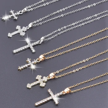 cross charm necklace crystal pendant necklaces for women men accessories rhinestone christ crosses choker gift fashion jewelry